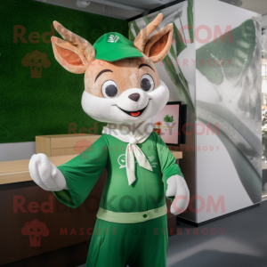 Green Deer mascot costume character dressed with a Polo Shirt and Shawls