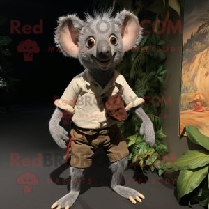 Grå Aye-Aye maskot kostume...