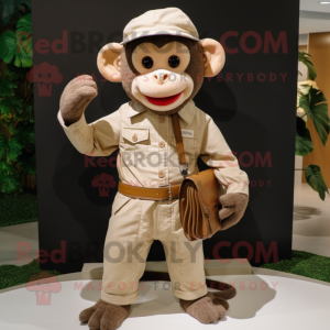 Tan Monkey mascot costume character dressed with a Corduroy Pants and Hairpins