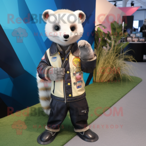 nan Ferret mascot costume character dressed with a Moto Jacket and Anklets