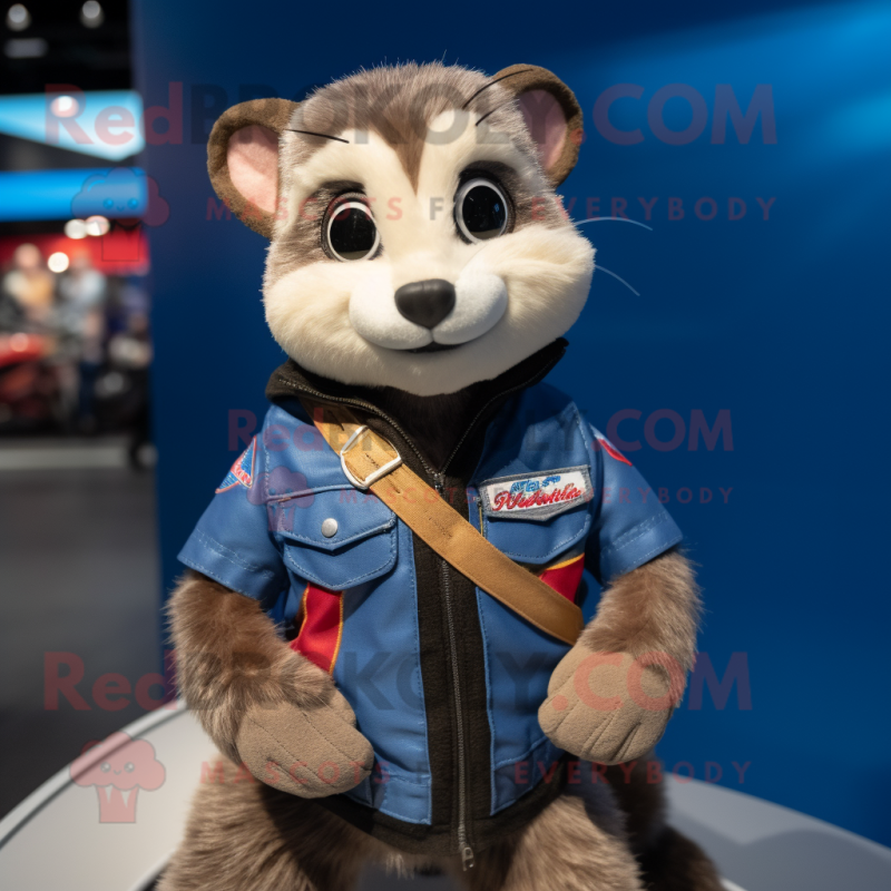 nan Ferret mascot costume character dressed with a Moto Jacket and Anklets nan Ferret mascot costume character dressed with a Moto Jacket and Anklets