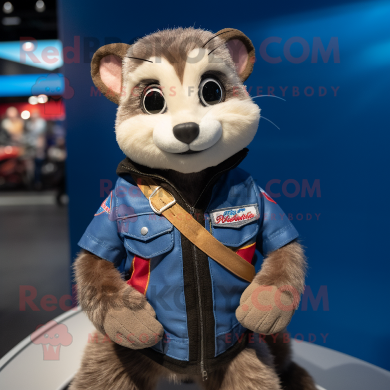 nan Ferret mascot costume character dressed with a Moto Jacket and Anklets