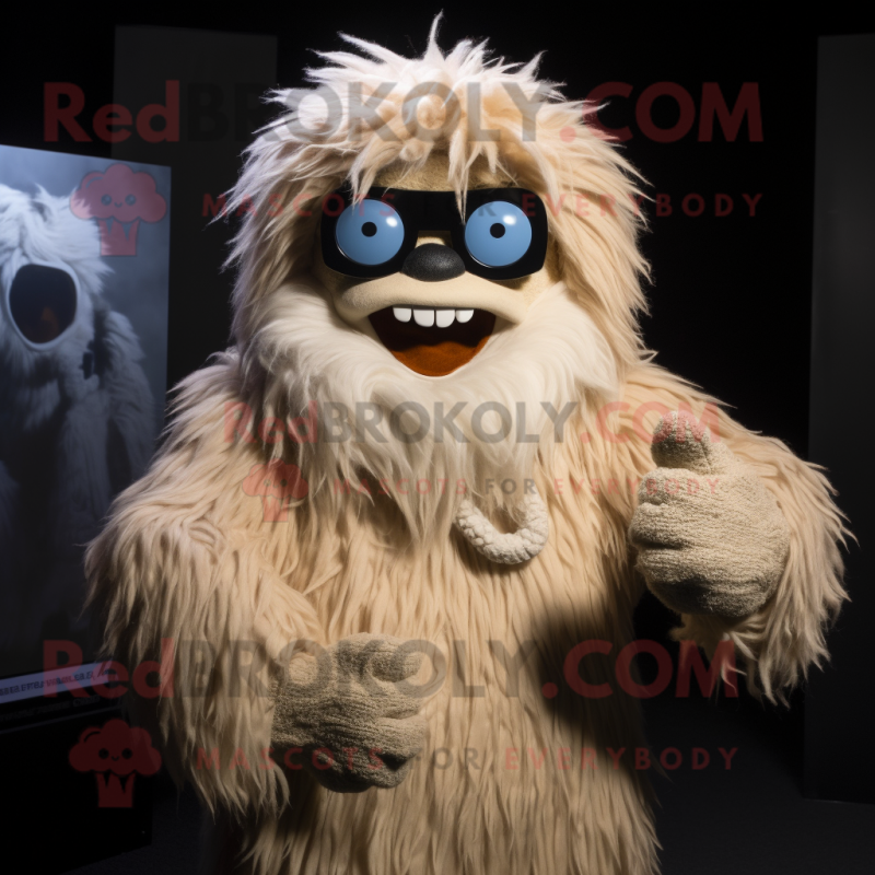 Tan Yeti mascot costume character dressed with a Bodysuit and Sunglasses