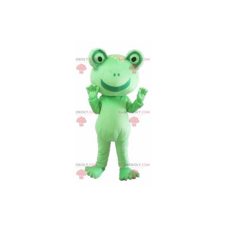 Reusachtige en grappige groene kikker mascotte - Redbrokoly.com