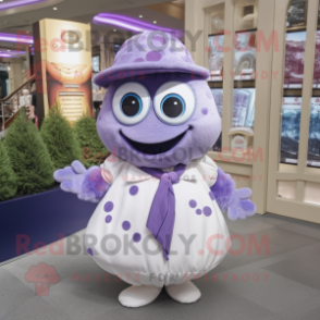 Lavender Oyster mascot costume character dressed with a Jacket and Headbands