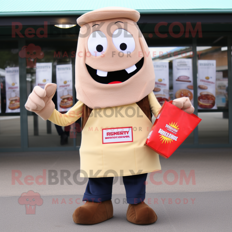 Beige Currywurst mascot costume character dressed with a Shorts and Wallets