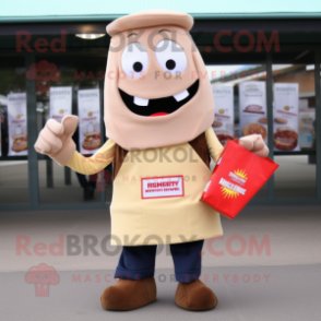 Beige Currywurst mascot costume character dressed with a Shorts and Wallets