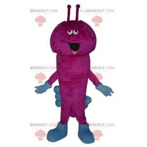 Mascota de oruga rosa y azul muy divertida - Redbrokoly.com