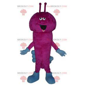 Mascota de oruga rosa y azul muy divertida - Redbrokoly.com