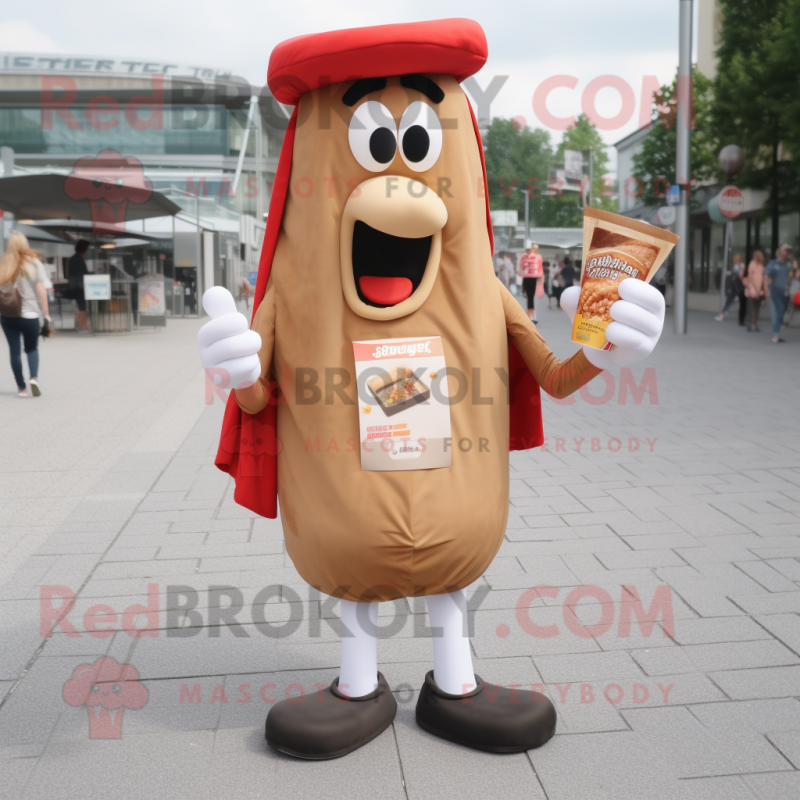 Beige Currywurst mascot costume character dressed with a Shorts and Wallets