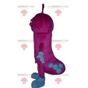 Mascota de oruga rosa y azul muy divertida - Redbrokoly.com