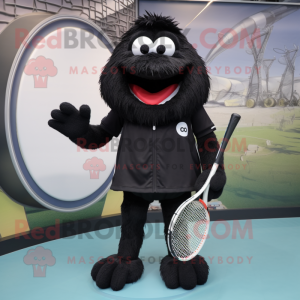 Svart tennisracket maskot...