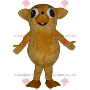 Mascote ouriço gigante e engraçado de bege e marrom -