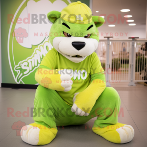 Lime Green Smilodon maskot...