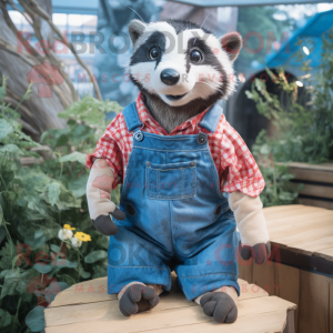 nan Badger mascot costume character dressed with a Dungarees and Ties