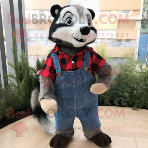 nan Badger mascot costume character dressed with a Dungarees and Ties