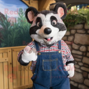 nan Badger mascot costume character dressed with a Dungarees and Ties