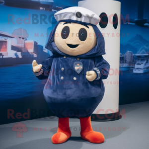 Navy Shakshuka mascot costume character dressed with a Cargo Shorts and Mittens