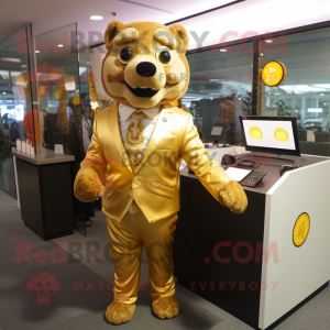 Gold Hunde maskot kostume...