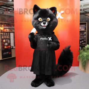 Black Fox mascot costume character dressed with a Maxi Dress and Pocket squares