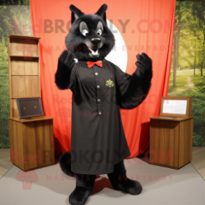 Black Fox mascot costume character dressed with a Maxi Dress and Pocket squares