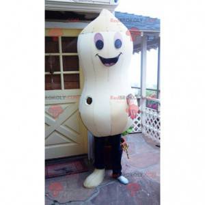 Mascotte de cacahuète blanche géante et souriante -