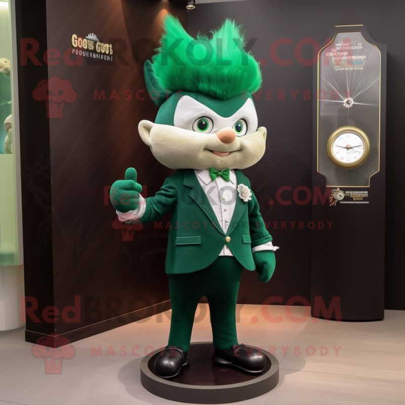 Forest Green Hourglass mascot costume character dressed with a Suit and Hairpins