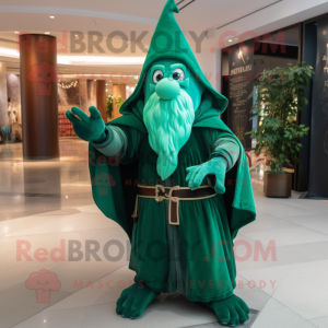 Grønn Wizard maskot drakt...