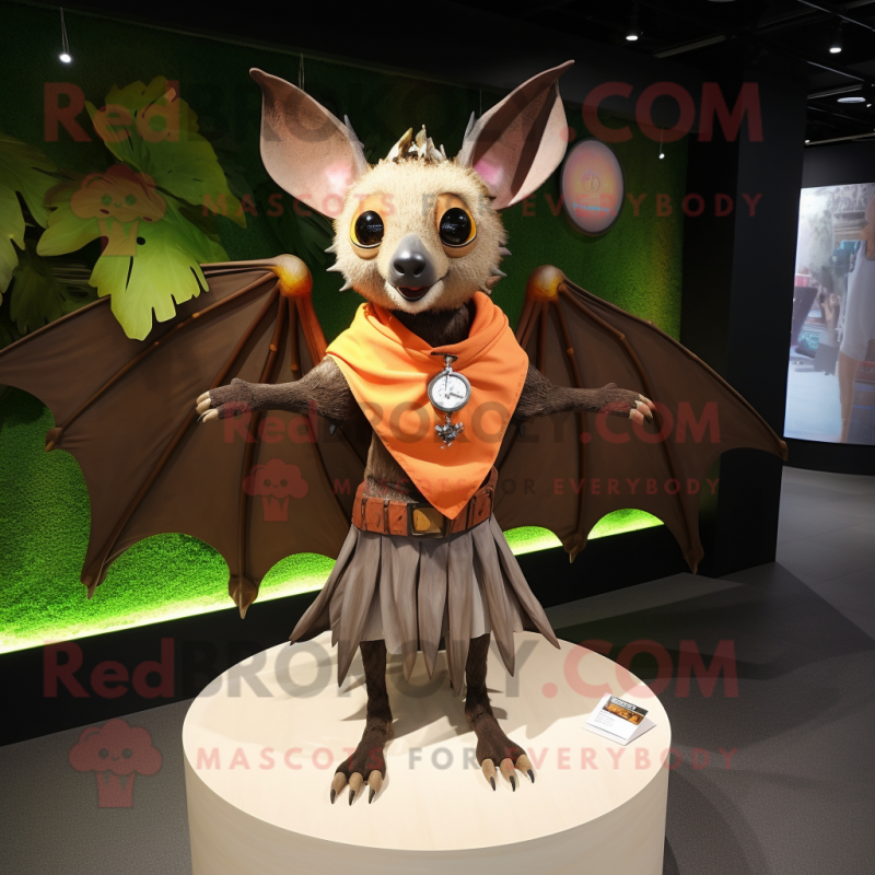 Brown Fruit Bat mascot costume character dressed with a Mini Skirt and Bracelets Brown Fruit Bat mascot costume character dressed with a Mini Skirt and Bracelets