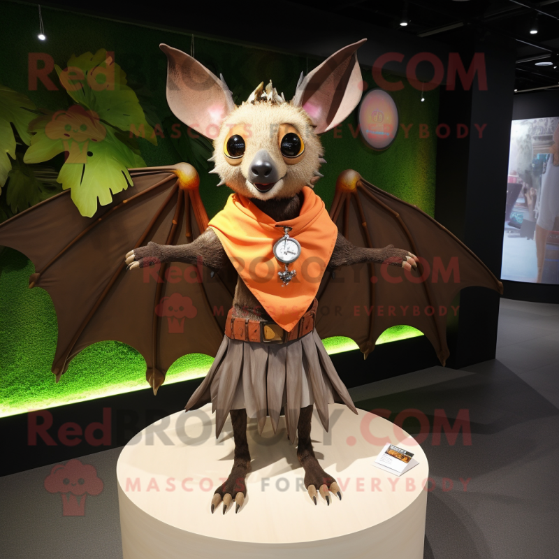 Brown Fruit Bat mascot costume character dressed with a Mini Skirt and Bracelets