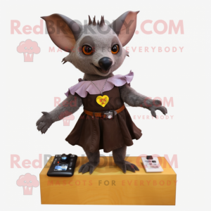 Brown Fruit Bat mascot costume character dressed with a Mini Skirt and Bracelets