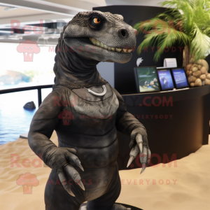 Sort Komodo Dragon maskot...