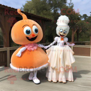 Peach Stilt Walker maskot...