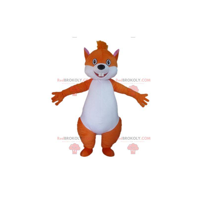Mascote grande esquilo laranja e branco - Redbrokoly.com