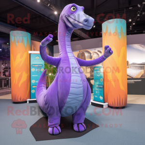 nan Brachiosaurus mascot costume character dressed with a Yoga Pants and Scarf clips