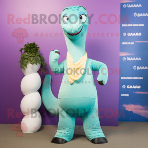 nan Brachiosaurus mascot costume character dressed with a Yoga Pants and Scarf clips