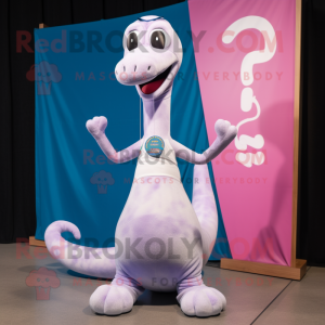 nan Brachiosaurus mascot costume character dressed with a Yoga Pants and Scarf clips