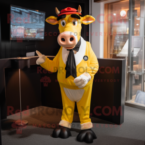 Geel Guernsey Cow mascotte...