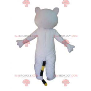 Witte en roze kat mascotte met muurogen - Redbrokoly.com