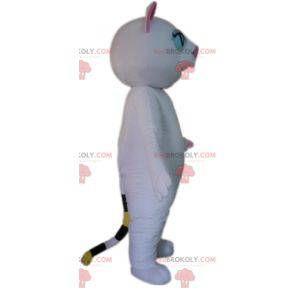 Witte en roze kat mascotte met muurogen - Redbrokoly.com