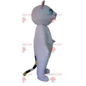 White and pink cat mascot with wall eyes - Redbrokoly.com