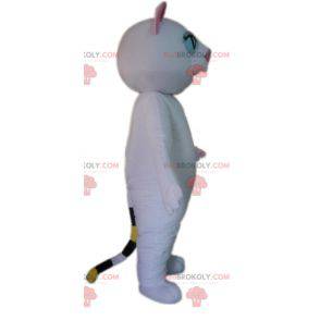 Witte en roze kat mascotte met muurogen - Redbrokoly.com