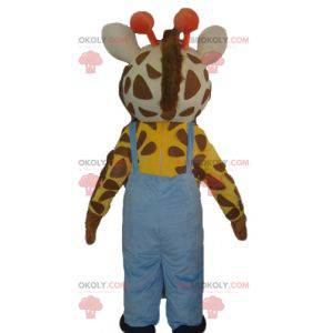 Giraffmaskot med blå overall - Redbrokoly.com