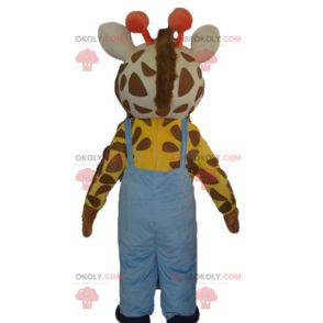 Mascote girafa com macacão azul - Redbrokoly.com