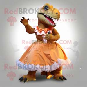 Brun T Rex maskot kostume...