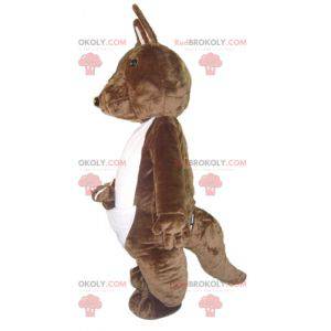 Brown and white kangaroo mascot with her baby - Redbrokoly.com