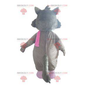 White and pink gray wolf mascot with glasses - Redbrokoly.com