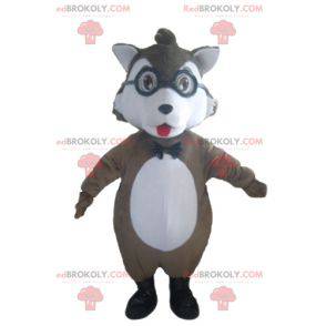 Gray and white wolf mascot with glasses - Redbrokoly.com