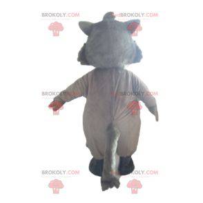 Mascotte de loup gris et blanc avec des lunettes -