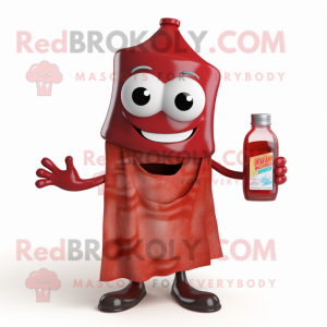 Rust Bottle Of Ketchup mascot costume character dressed with a Tank Top and Scarf clips